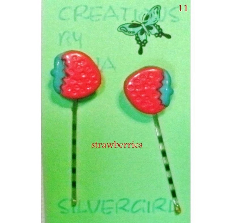 FUN Hand Created Bobby Pins YOU CHOOSE Fruits Hearts Tulips - Etsy