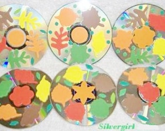 2 Sets Handmade Set of 6 Fall Themed CD Disc Drink Coasters