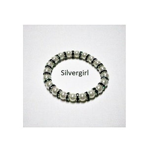 Imitation Glass Pearl SP Collar Stretch Bracelet Greens. Yellows. Reds