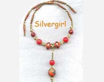 Pretty Orange Vintage Bead Wire Choker