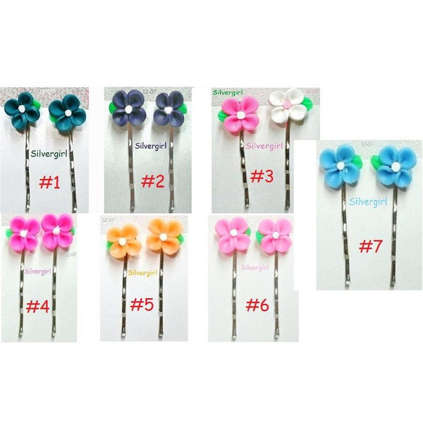 FUN Hand Created Bobby Pins CHOOSE COLOR Small Flowers