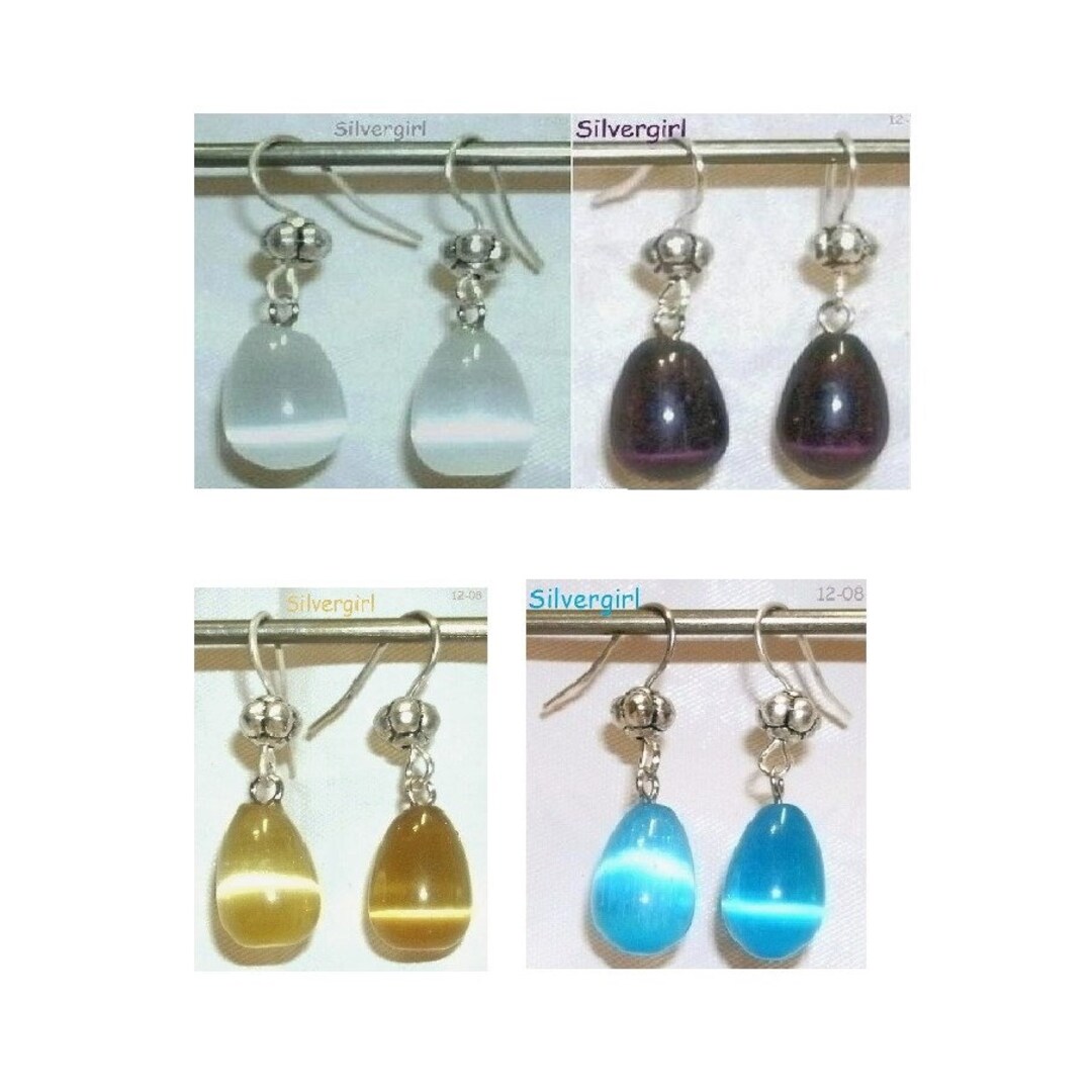 Shimmering Fibre Optic Glass Tear Drop Dangle Earrings Choose Etsy