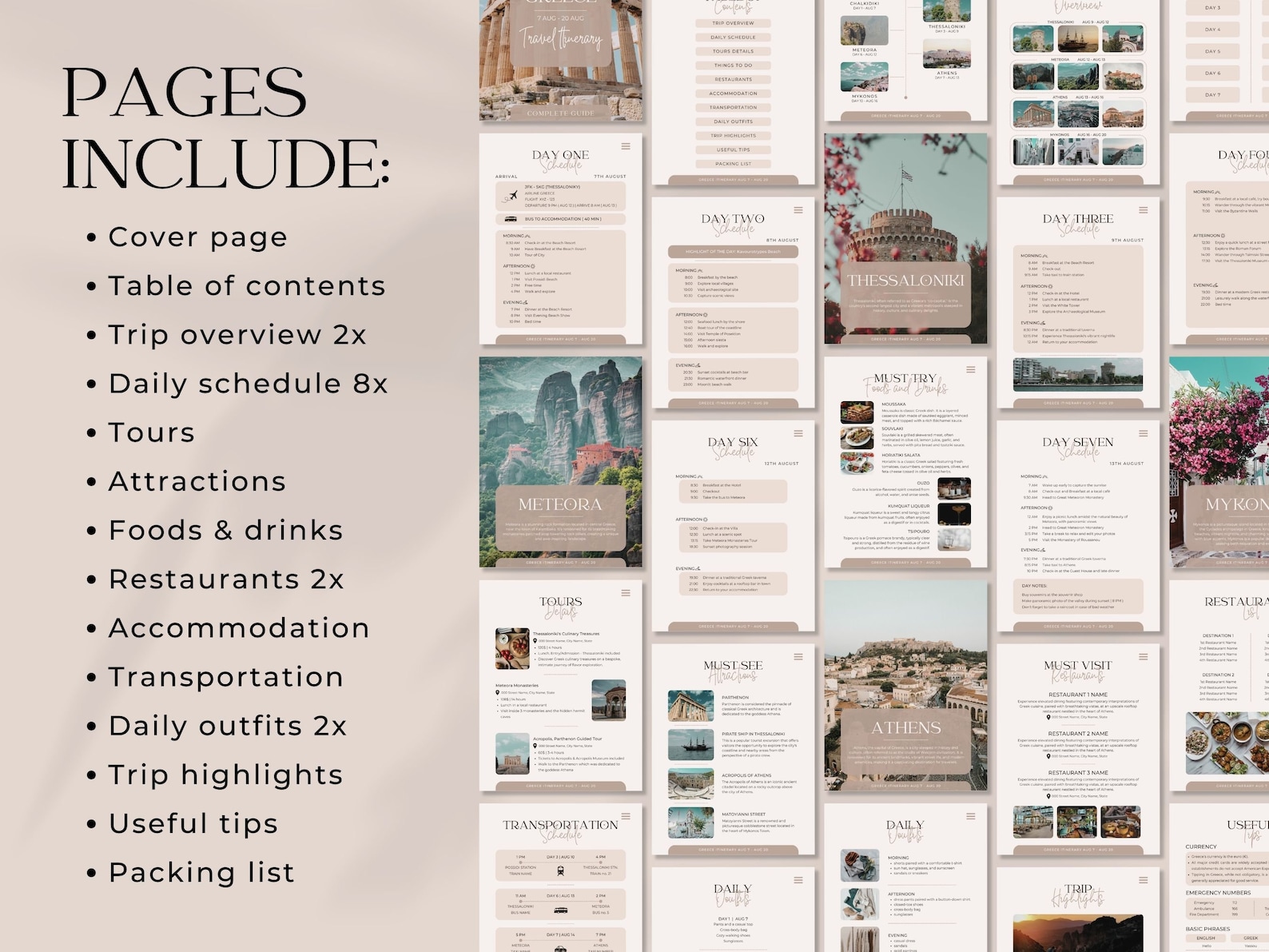Editable Travel Itinerary Template Trip Mobile Planner Digital Vacation ...