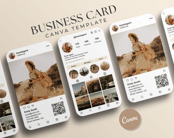 Sjabloon Instagram-visitekaartje | Sjabloon socialmedia-canva reisbureau | Afdrukbaar visitekaartje met QR-code | Bewerkbaar IG-visitekaartje