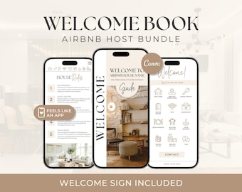 Airbnb Welcome Book Template | Canva Host Bundle | Mobile Printable Guidebook | Editable House Manual | VRBO Guest Book | Vacation Rental