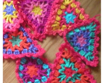 Crochet bunting lace rainbow star garland pattern PDF by email - WonkyGiraffe Original