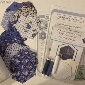 Patchwork hexagon starter kit EPP English paper piecing Vintage Fabric pincushion or sampler by Wonkygiraffe image 2