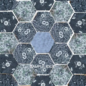 Patchwork hexagon starter kit EPP English paper piecing Vintage Fabric pincushion or sampler by Wonkygiraffe image 12