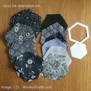 Patchwork hexagon starter kit EPP English paper piecing Vintage Fabric pincushion or sampler by Wonkygiraffe image 3