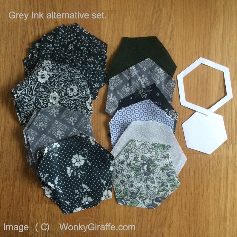 Patchwork hexagon starter kit EPP English paper piecing Vintage Fabric pincushion or sampler by Wonkygiraffe image 3