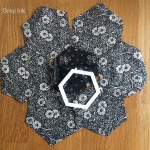 Patchwork hexagon starter kit EPP English paper piecing Vintage Fabric pincushion or sampler by Wonkygiraffe image 8
