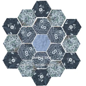 Patchwork hexagon starter kit EPP English paper piecing Vintage Fabric pincushion or sampler by Wonkygiraffe image 13