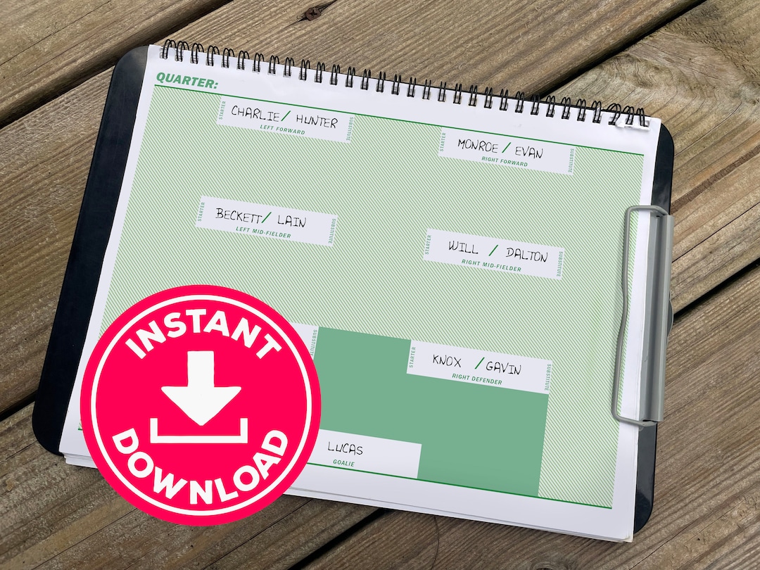 7v7 Soccer Lineup Template for Coaches Etsy