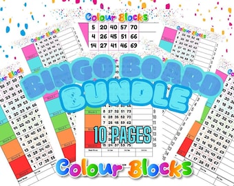 Blocks Bingo Board, 5 Mixed Sheets, Printable PDF Files Download, 8 ...