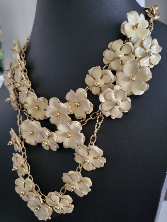 Anne Klein Rare Enamel Pansy Flower Collar Neckla… - image 2