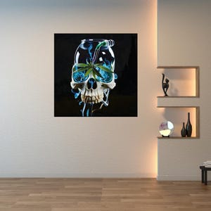 Neon Skull Wall Art | Digital Download Poster | Electric Abstract Skull Art | Dark Gothic Decor | Modern Printable Art for Home