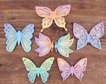 Rainbow Butterfly Wooden Wall Decor Set | Pastel Nursery, Kids Room Art