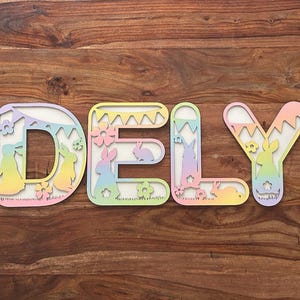 Letrero con nombre de conejo / Letras infantiles con temática de conejo / Letras del alfabeto / Letrero de pared para habitación infantil / Decoración de dormitorio de conejo