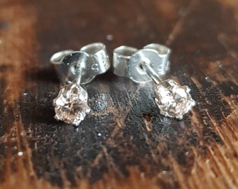 Little diamond stud earrings. Natural champagne diamond earrings. April birthstone studs.