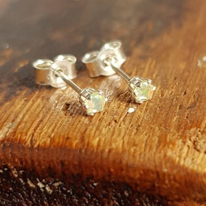 Mini stud earrings. Tiny opal earrings. October birthstone. Welo opal studs