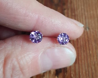 Amethyst studs. Genuine 5mm purple amethyst and silver earrings.  February birthstone jewellery.