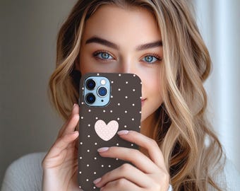Chocolate Brown Pink Polka Dot Phone Case