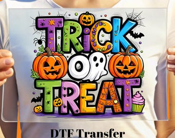 Trick or Treat Ghost DTF Transfer - Halloween Heat Transfer
