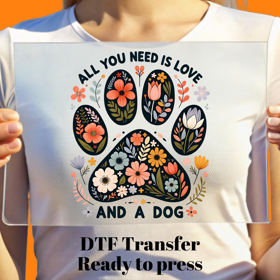 Floral Dog Paw DTF Transfer: Ready to Press Dog Mom Gift - Etsy