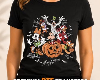 Halloween Characters DTF Transfer, Spooky Cartoon Friends Ready to Press, Kids Halloween Heat Print