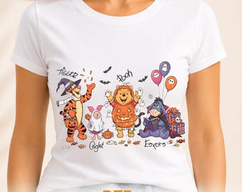 Winnie the Pooh Halloween DTF Transfer, Spooky Characters Ready to Press