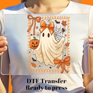 Coquette Lace Ghost DTF Transfer: Halloween Bow Heat Transfer