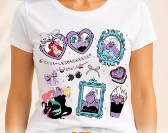 Little Mermaid Villain Halloween DTF Transfer, Spooky Princess Ready to Press, Spooky Disney Vacation Print