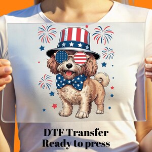 Patriotic Dog DTF Transfer for 4th of July,  Patriotic Puppy Ready to Press, Bulk Dtf, Gang Sheet, Heat Press Dog Patch, July 4 Dog Iron On