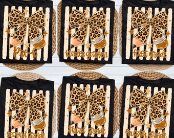 Leopard Bow Pencil Back to School DTF Transfer, First Day Of School Ready to Press, Pre-K Kindergarten First Second Grade Iron On