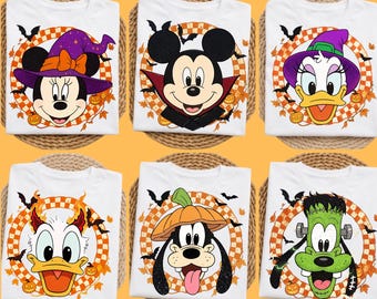 Halloween Disney Characters DTF Transfer: Mickey and Friends Spooky Season Ready to Press, Spooky Character Head Iron On