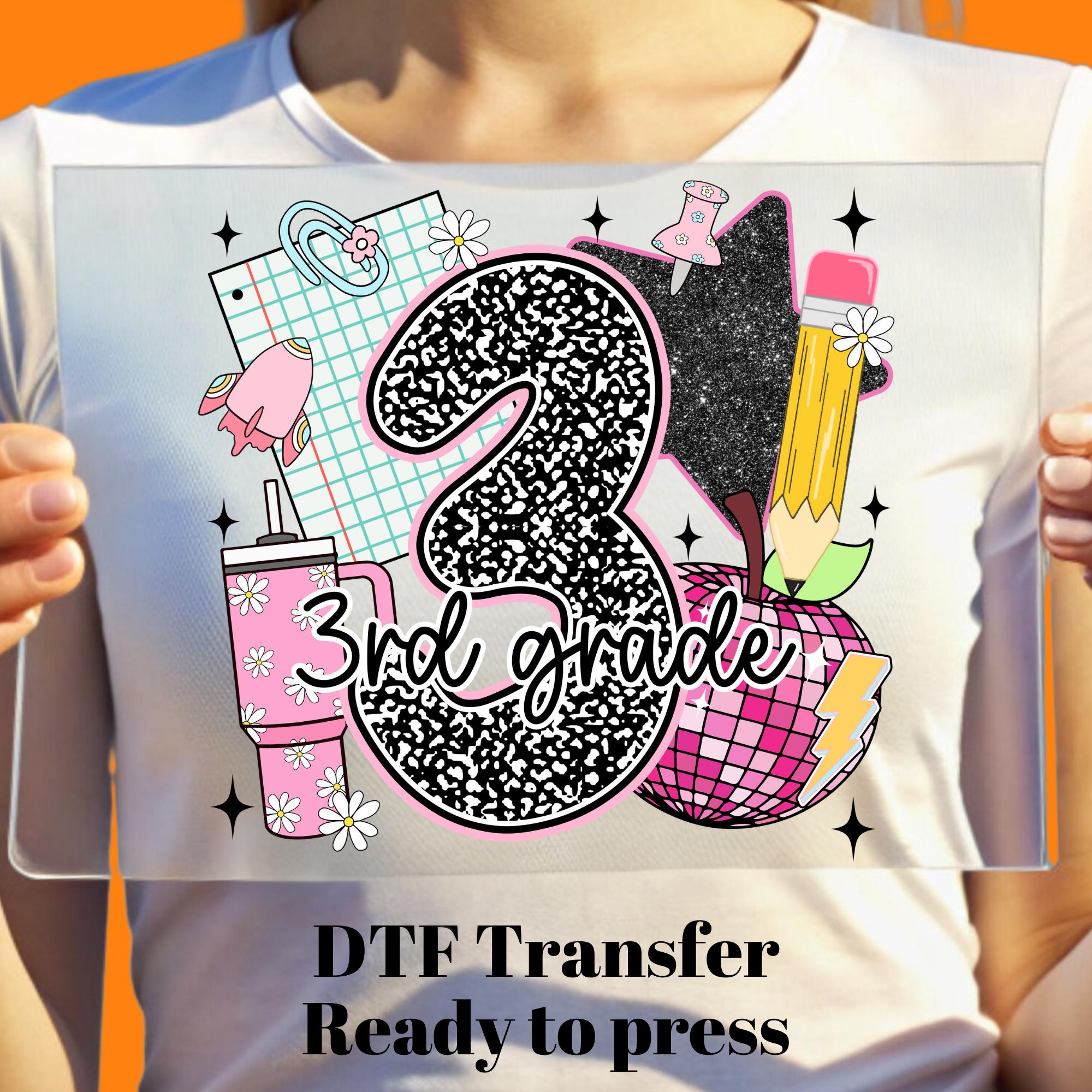 Third Grade Back to School Y2K DTF Transfer, First Day of School Ready to Press, Bulk Dtf, School Theme Dtf, Cute School Dtf Image