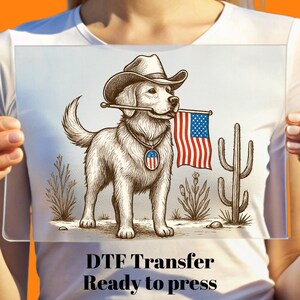 Patriotic Dog DTF Transfer for 4th of July, American Pride Pooch Ready to Press, Bulk Dtf, Heat Press Dog Patch, July 4 Dog Iron On