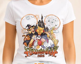 Winnie the Pooh Halloween 2026 DTF Transfer, Disney Castle Spooky Ready to Press