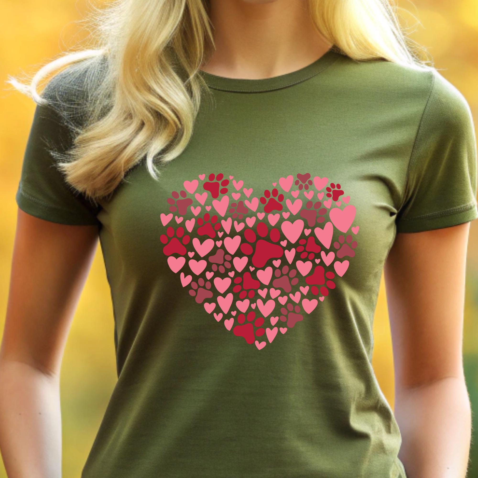 Dog Valentine Paw Heart Ready for Press, Valentine's Day DTF Transfer ...