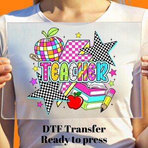 Retro Teacher DTF Transfer, Trendy Teacher DTF Designs For Shirts, Teacher Ready To Press, Bulk Dtf, DTF Gang Sheet, Preppy Teacher Dtf