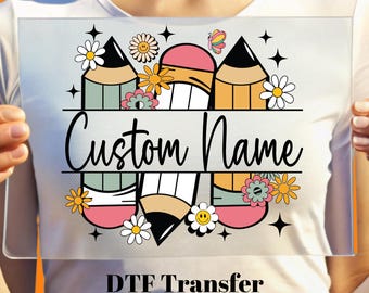 Custom Teacher Name DTF Transfer: Trendy Ready To Press Design