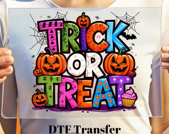 Trick or Treat Ghost DTF Transfer - Halloween Heat Transfer Ready to Press