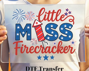 Little Miss Firecracker DTF Transfer: 4th of July Designs