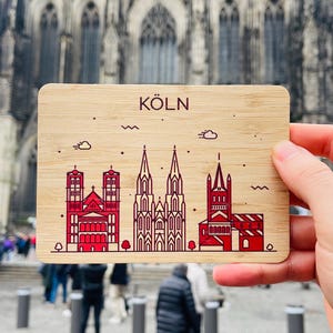 Köln Skyline - Bambus Postkarte