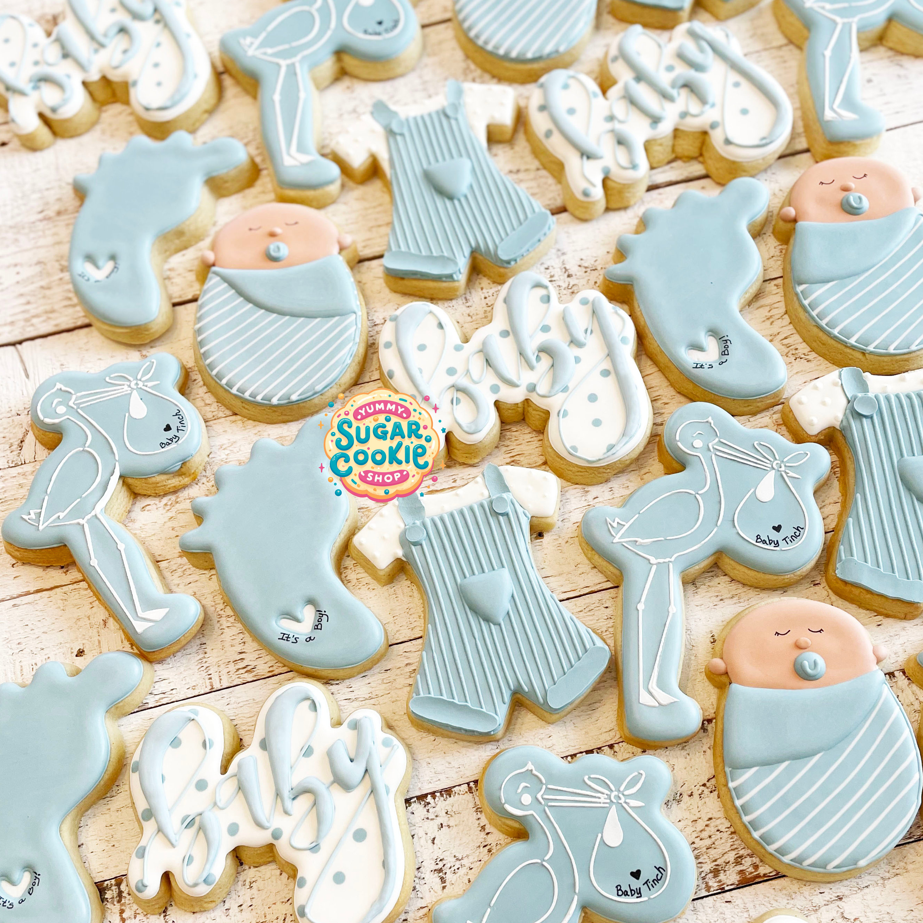 Blue Baby Shower Sugar Cookies