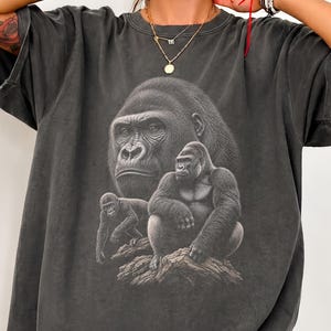 Gorilla 90-talsstil Comfort Colors®-skjorta, Silverback Gorilla-tröja, gåva för safari-naturälskare