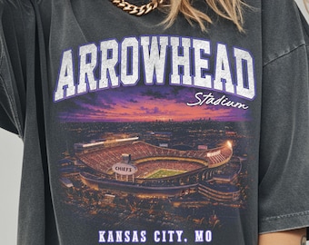 Arrowhead Stadium Vintage 90s Graphic Style Shirt, Kansas City Football  Comfort Colors® Shirt
