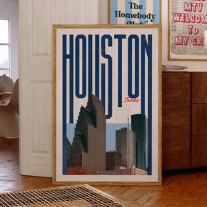 Houston Wall Art Print, Houston Poster, Houston Art Print, Houston Skyline, Houston Aesthetic Decor, Travel Poster Print, Printable Wall Art