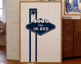 Let's Stay In Bed Retro Print, Trendy Home Decor (Digital Download)