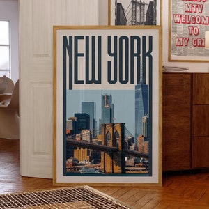 New York Wall Art Print, New York Poster, New York Art Print, New York Skyline, New York Travel Poster Print, Printable Wall Art